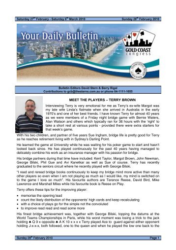 meet the players – terry brown - Queensland Bridge Association