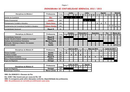 cronograma de contabilidade gerencial 2012 / 2013 - Simonsen