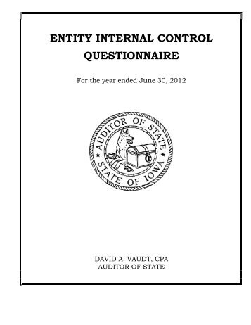 ENTITY INTERNAL CONTROL QUESTIONNAIRE - Office of Auditor ...