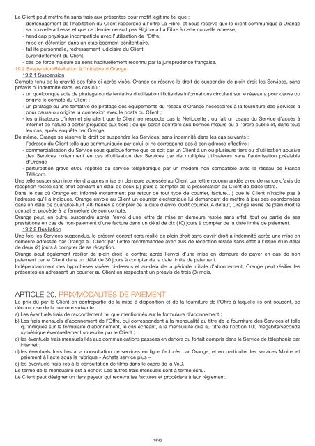 Conditions GÃ©nÃ©rales d'Abonnement Â« La Fibre ... - Orange mobile