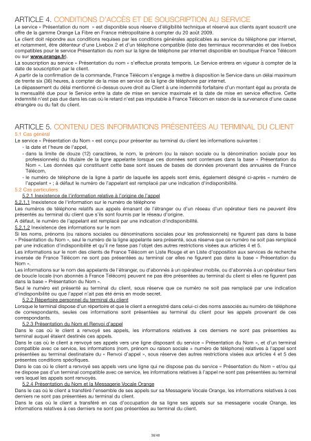 Conditions GÃ©nÃ©rales d'Abonnement Â« La Fibre ... - Orange mobile