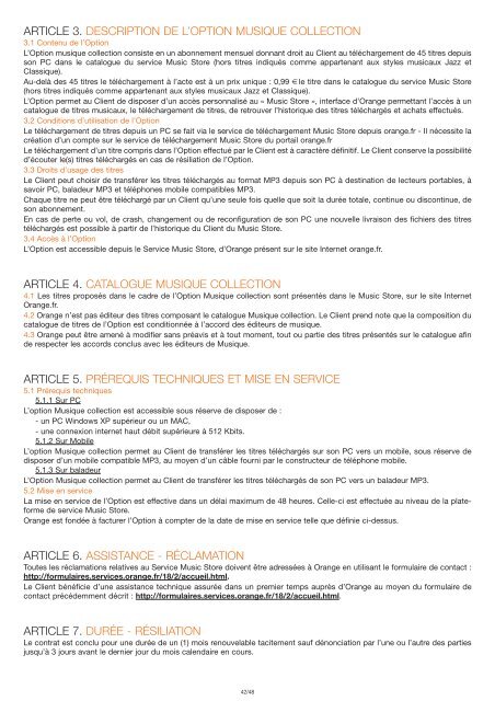Conditions GÃ©nÃ©rales d'Abonnement Â« La Fibre ... - Orange mobile