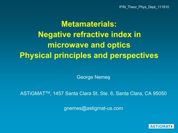 Metamaterials: Negative refractive index in ... - Theory.nipne.ro