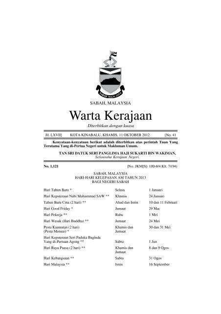 Warta Kerajaan - Sabah