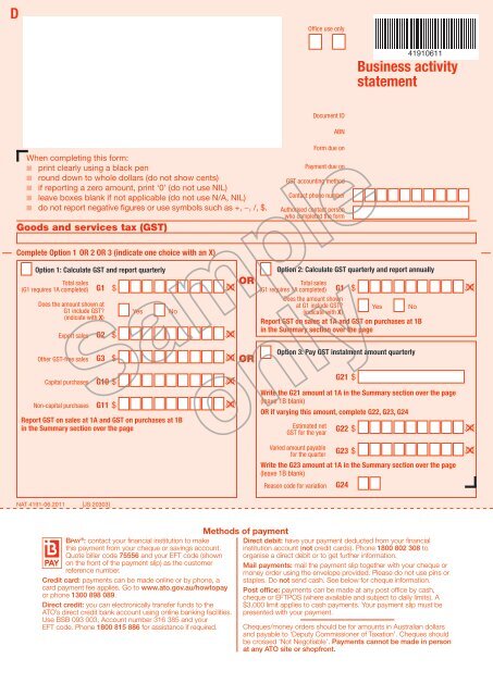 Quarterly business activity statement - Australian Taxation Office