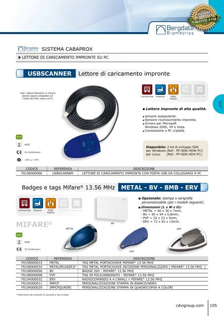 Catalogo BIOMETRICO - CDVI