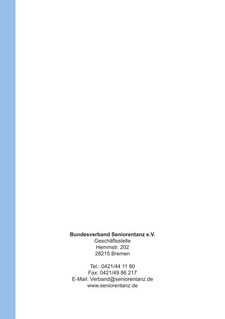 Bundesverband Seniorentanz eV Ausbildungs- und Prüfungsordnung