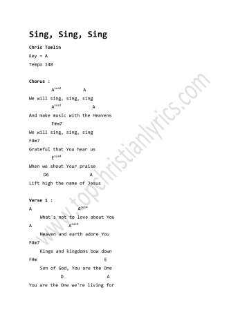 Sing Sing Sing chords Ã¢Â€Â“ Chris Tomlin - Christian Lyrics