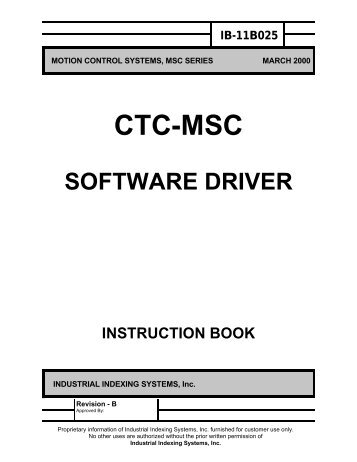 CTC-MSC Software Driver - Industrial Indexing Systems