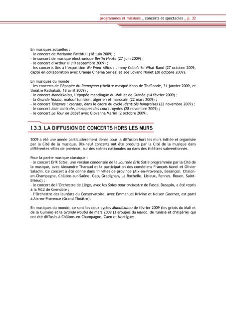 Rapport d'activité 2009 - Cité de la musique