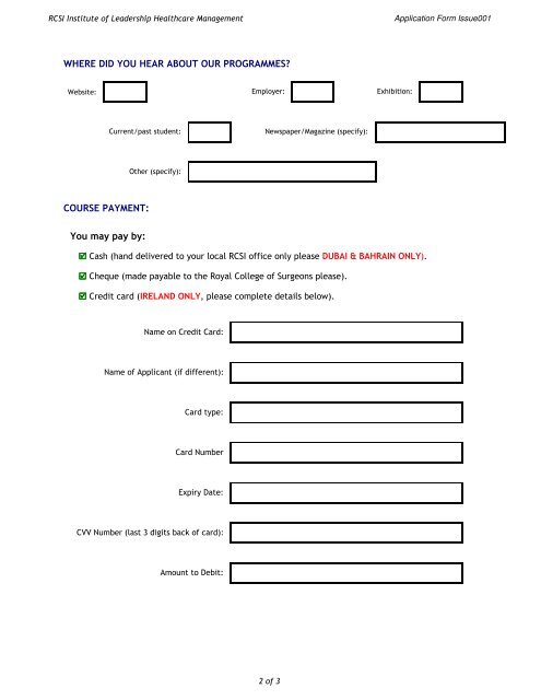 Short course application form 20092010 - Institute of Leadership