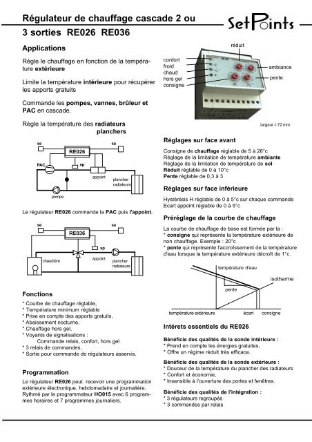 RÃ©gulateur de chauffage cascade 2 ou 3 sorties RE026 RE036