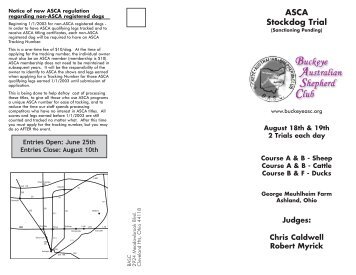 ALL BREED AGILITY TRIAL - Buckeye Australian Shepherd Club