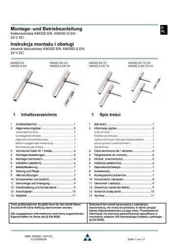 Montage- und Betriebsanleitung Instrukcja montaÅ¼u i obsÅugi - AFG ...