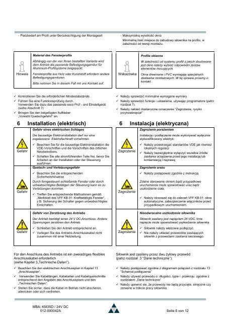 Montage- und Betriebsanleitung Instrukcja montaÅ¼u i obsÅugi - AFG ...