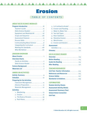 Erosion -Teacher's Guide Table Of Contents ... - Delta Education