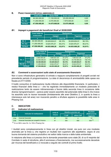 Rapporto finale di esecuzione - Regione Piemonte