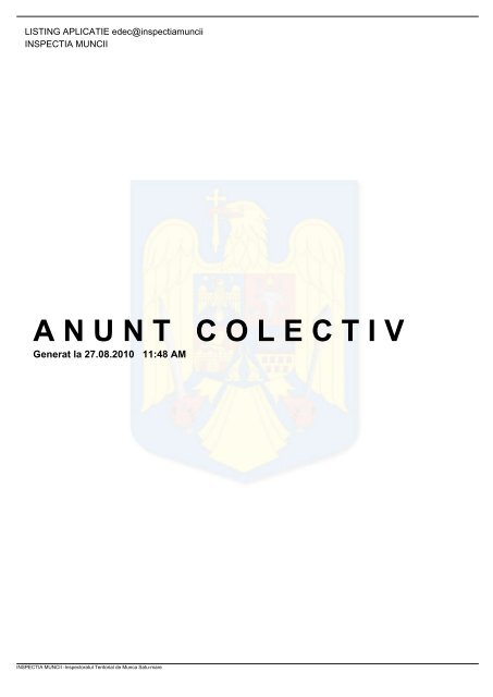 A N U N T   C O L E C T I V - ITM Satu Mare