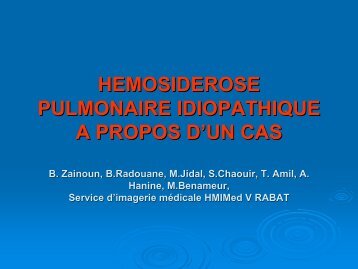 hemosiderose pulmonaire idiopathique a propos d'un cas