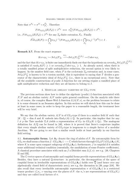 ASPECTS OF IWASAWA THEORY OVER FUNCTION FIELDS 1 ...
