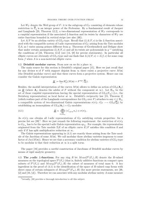ASPECTS OF IWASAWA THEORY OVER FUNCTION FIELDS 1 ...