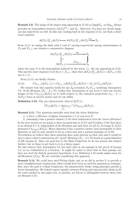 ASPECTS OF IWASAWA THEORY OVER FUNCTION FIELDS 1 ...