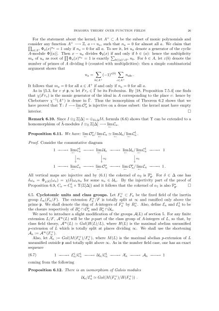 ASPECTS OF IWASAWA THEORY OVER FUNCTION FIELDS 1 ...