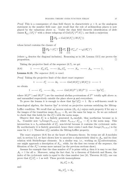 ASPECTS OF IWASAWA THEORY OVER FUNCTION FIELDS 1 ...