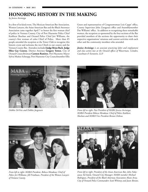 May issue of CITATIONS - Ventura County Bar Association