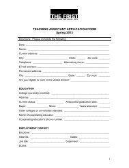 TEACHING ASSISTANT APPLICATION FORM Spring 2013