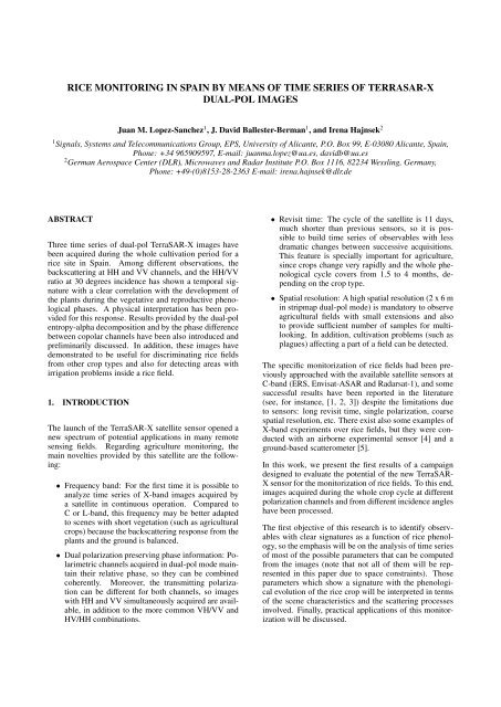 rice monitoring in spain by means of time series of terrasar-x dual ...