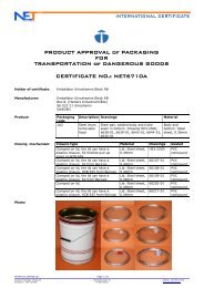 Product approval of Packaging for Dangerous Goods