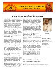 SSNM Youth Group Newsletter - Volume 1, Issue 1 - Shri Surya ...