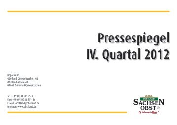 Pressespiegel 4.Quartal 2012 - Obstland DÃ¼rrweitzschen AG