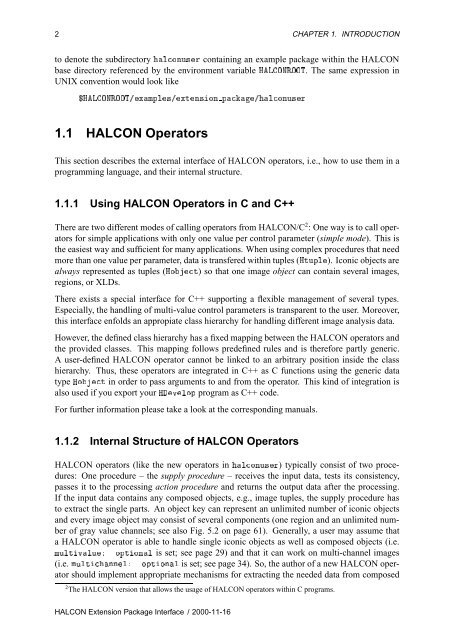 HALCON Extension Package Programmer's Manual