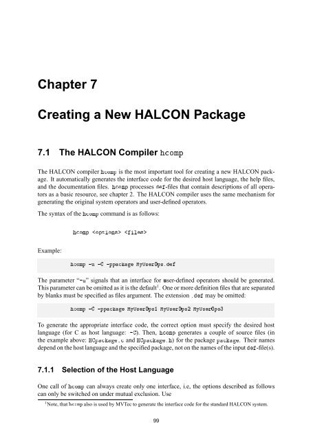 HALCON Extension Package Programmer's Manual