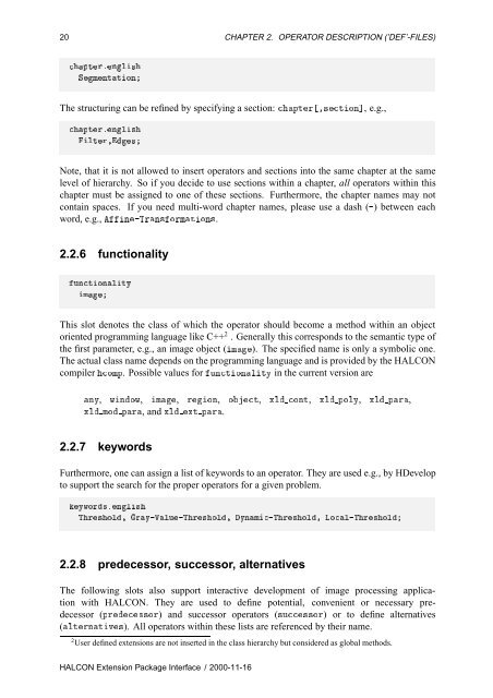 HALCON Extension Package Programmer's Manual