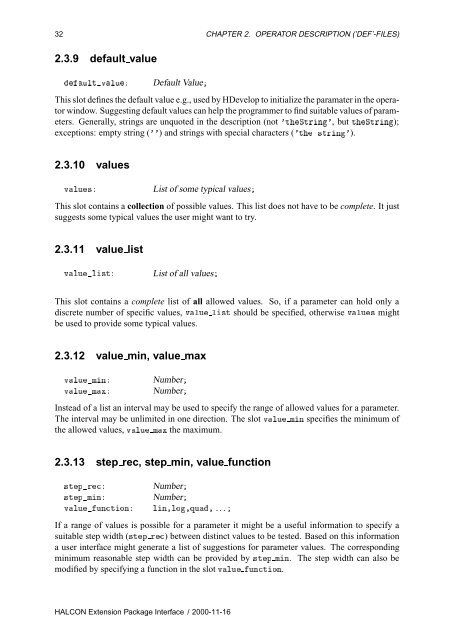 HALCON Extension Package Programmer's Manual