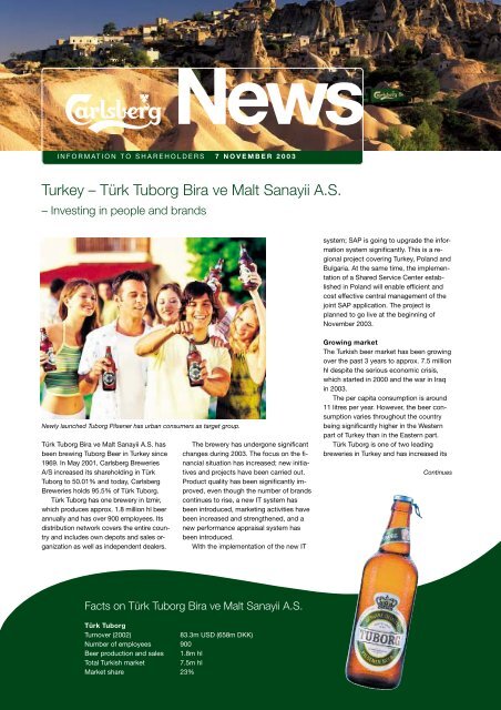 Turkey â TÃ¼rk Tuborg Bira ve Malt Sanayii A.S. - Carlsberg Group