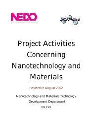 Project Activities Concerning Nanotechnology and Materials
