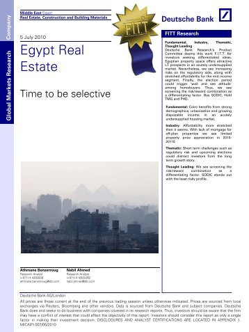 Deutsche Bank - Egypt Real Estate - (6th of July 2010) - SODIC