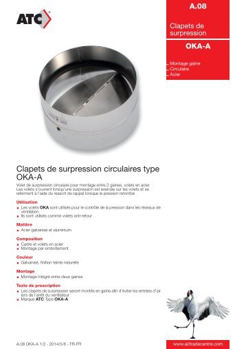 Clapets de surpression circulaires type OKA-A - Air Trade Centre