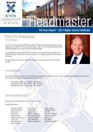 From the Headmaster - Knox Grammar School