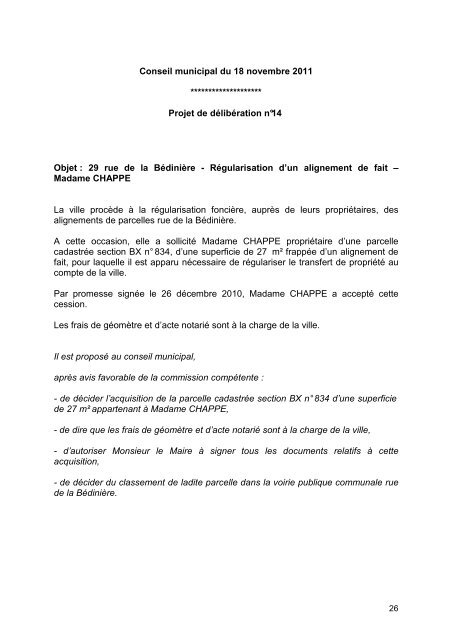 Dossier Conseil Municipal 18.11.2011 - Ville de Saint Jean de Braye