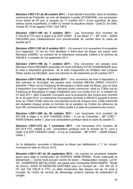 Dossier Conseil Municipal 18.11.2011 - Ville de Saint Jean de Braye