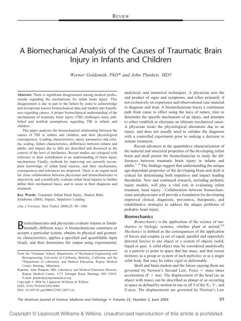 A Biomechanical Analysis of the Causes of Traumatic ... - NACDL