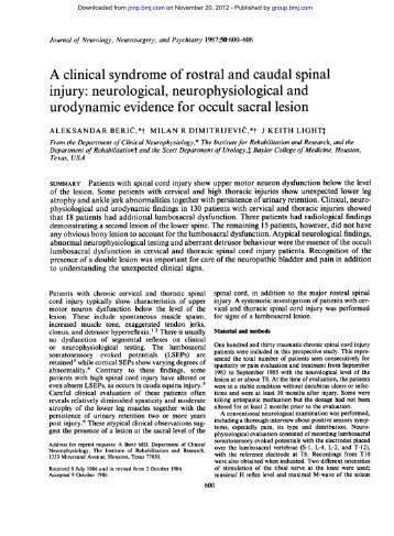 A clinical syndrome of rostral and caudal spinal injury: neurological ...