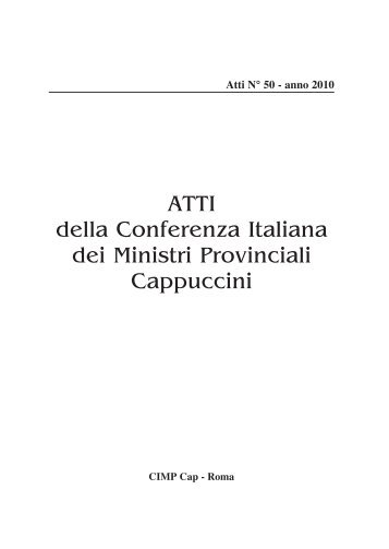 ATTI della Conferenza Italiana dei Ministri Provinciali Cappuccini