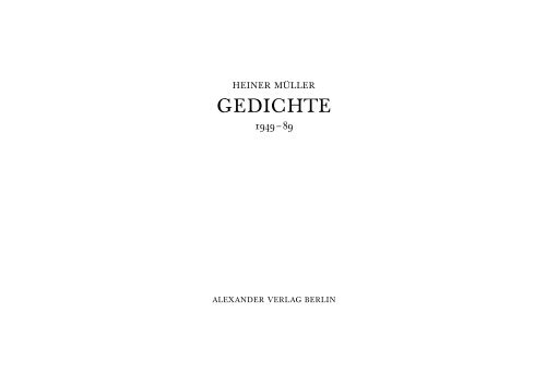 Inhalt & Leseprobe - Alexander Verlag Berlin