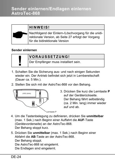 Bedienungsanleitung AstroTec-868 - Friedrich-schroeder.de